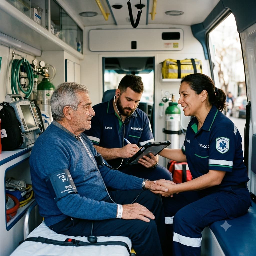 Equipo paramédico de Medivital atendiendo a un paciente en Maracaibo